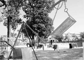 Broken playground equipment in a park at Phase XI, Mohali.