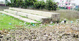 A sports ground at Lalru in a pitiable condition due to lack of maintenance.