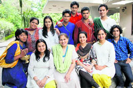 ON STAGE: Rani Babir (in green duppatta with her cast)
