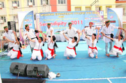 Students perform during a tech fest at Guru Gobind Singh College of Modern Technology, Kharar.