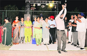 Old students and teachers of Government Model Senior Secondary School, Sector 35, dance to ‘bhangra’ beats during the second alumni meeting, in which at least 25 old teachers were honoured.