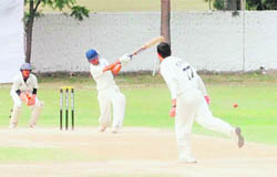 Players in action during a match at the YPS cricket ground in Patiala 