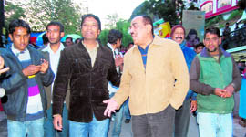 The star cast of popular TV serial CID in Mussoorie on Sunday.