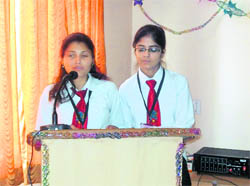 Students of NVG School of Business present a business plan during a competition on its Nasrauli campus in Ambala.