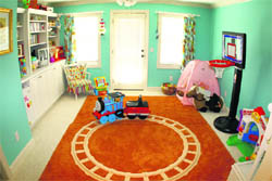 Colourful space: Kids love colours and toys but make sure they get room to move around