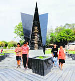 Martyrs pillar at Terraced Garden in Sector 33, construction of which was over two months ago, still waits for inauguratio.