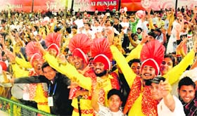 Fans of Kings XI Punjab celebrate after the win at Mohali on Wednesday