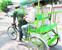 An eco-rickshaw being plied in Patiala