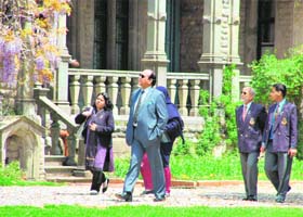 Principal of Lawrence College, Pakistan, Farooq H Kayani, along with a delegation, during their visit to the Indian Institute of Advanced Studies in Shimla on Thursday