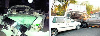 Two persons were killed and eight were seriously injured when a Qualis van coming from Moga side collided head-on with a truck on November 28, 2010