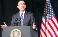 President Barack Obama delivers a speech on the US fiscal and budgetary deficit policy at George Washington University in Washington