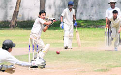 A batsman attempts a cut during a match at GMSSS 19, Chandigarh, on Saturday