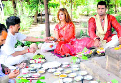 Sansira and Kabir Ramsyu get re-married according to Hindu traditions at Neeleshwar Mahadev Temple in Haridwar on Saturday