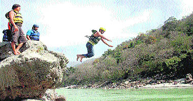 The rafting season is in full swing in the Ganga. Rafters enjoy themselves at Shivpuri, near Rishikesh.