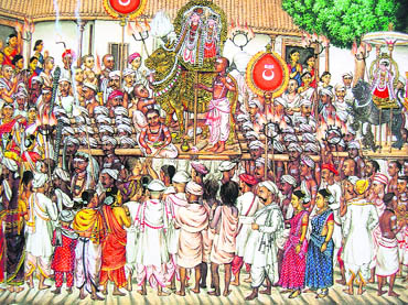 Temple procession featuring an image of Shiva