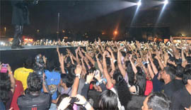 Akon performs at his concert in Gurgaon on Saturday night. 