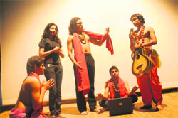Artistes stage a play against corruption Bhola Ram Ka Jeev at Punjab Kala Bhawan, Sector 16, Chandigarh,