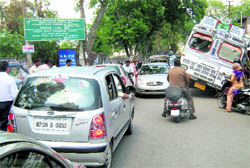 A traffic jam in Kangra
