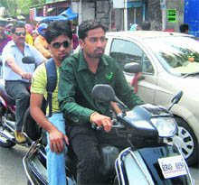 A view of a traffic jam in Kangra