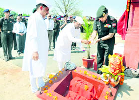 The GOC of Vajra Corps, Lt-Gen Munish Sibal, during the foundation stone-laying ceremony of the Married Accommodation Project (MAP), Phase-II, in Jalandhar Cantonment on Monday.