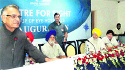 UT Administrator and Punjab Governor Shivraj V Patil at the inauguration of an eye hospital in Ludhiana on Tuesday. 