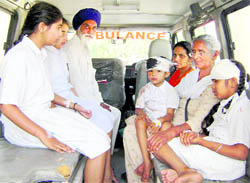 Injured schoolchildren after getting treatment at the Ambala Civil Hospital on Wednesday
