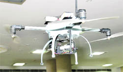 The unmanned aerial vehicle (UAV) whose working was shown at the police headquarters in Chandigarh on Wednesday