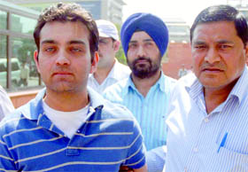 Swaran Singh Talwar, arrested for obtaining a licence on the basis of forged documents, is produced at a court in Saket, New Delhi on Wednesday.