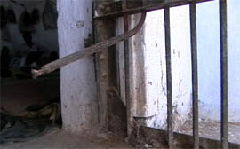 The tilted iron rod of one of the barracks of sub-jail, Fazilka