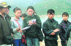Tibetan students during their eco study visit to Tehri.