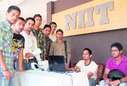 Youths at the NIT centre during the sale of tickets for the coming IPL matches at Dharamsala on Wednesday