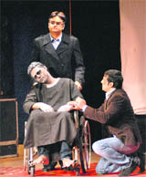 Actors stage play Dhanwaad at the KL Saigal Memorial Hall in Jalandhar. 