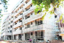 The under-construction new OPD block at Government Multi Speciality Hospital, Sector 16, which was to be completed in July 2009.
