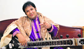 Sitarist Prateek Chaudhuri during his visit to Dehradun on Friday.