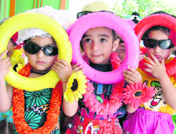 Tiny tots of Lovely Lotus attired in colourful dresses in Ludhiana on Friday.