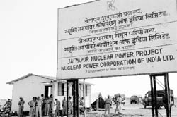 Police at the site of the proposed Jaitapur Nuclear Plant in Ratnagiri on Wednesday following violent protests against the project
