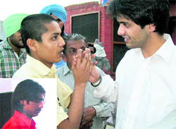 Bangladeshi youth Raffiq with child rights panel member Utsav Singh at the juvenile home in Faridkot; (inset) Sunil