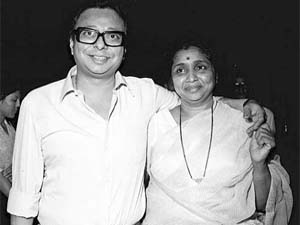A rare black and white photograph of Rahul Dev Burman and Asha Bhonsle