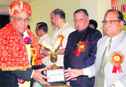 Director, Restructure Academy, Kumaon University, VPS Arora being honoured at a function organised by Uttarakhand Intellectuals Conference at Dehradun on Sunday