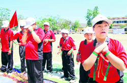 Differently abled children at the Inter-State Special School Sports Meet in Haridwar on Monday