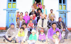 The family members of famous surveyor Nain Singh, who helped surveyor George Everest in surveying the Himalayas at Bauna village. 