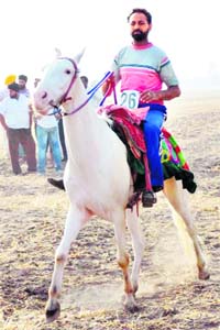 A participant in the Endurance Meet organised at Patiala on Sunday