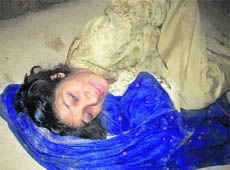 Mentally challenged Radha at her brothers house in Jakhal (Fatehabad) on Monday.