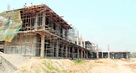 The under-construction integrated check post at Attari.