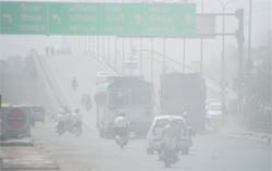 The dust storm that blew across the city and its periphery reduced visibility on Tuesday morning. 