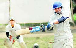 A batsman in action in a match in the Beehive T20 Cricket Tournament in Dehradun on Tuesday.