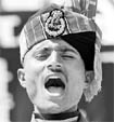 A newly-recruited BSF jawan during a passing-out parade at the Subsidiary Training Centre in Srinagar on Tuesday