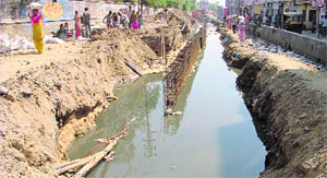 File photo of the ongoing work to cover the Ganda Nullah.