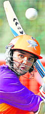 Parthiv Patel of Kochi Tuskers Kerala bats during a practice session.