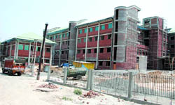A view of the under-construction multi-speciality hospital being set up by the Max Healthcare Institute Limited, in Bathinda